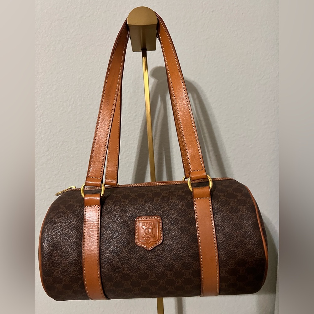 Celine Vintage Macadam Mini Boston Shoulder Bag